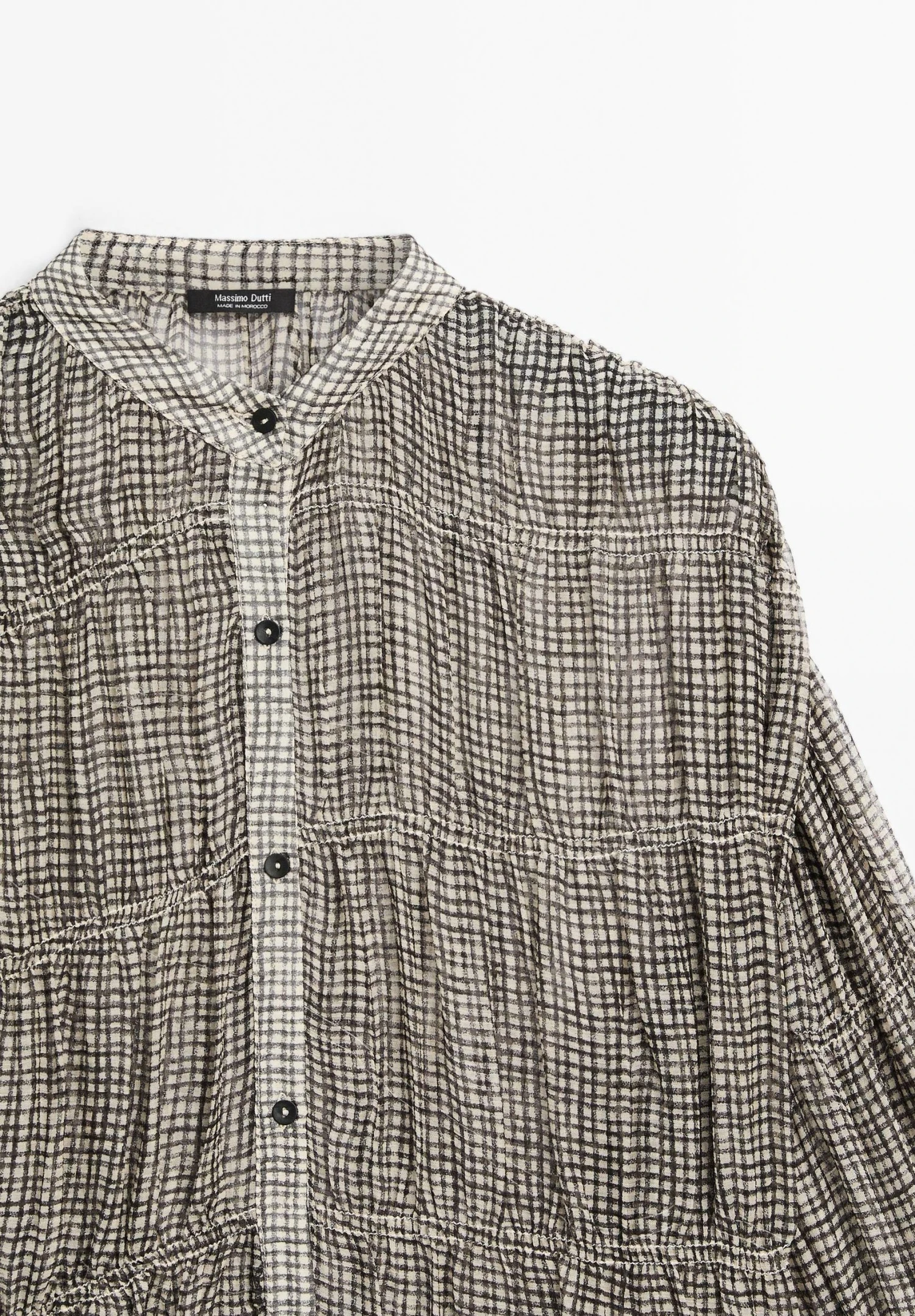 Massimo Dutti GATHERED GINGHAM GARMENT - Button-down Blouse - Black 6 Massimo Dutti GATHERED GINGHAM GARMENT - Button-down Blouse - Black - Image 4