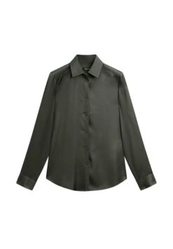 Massimo Dutti FLOWING SATIN LONG SLEEVE - Button-down Blouse - Black -Massimo Dutti Shop e5c9f4916ac1422ab222b016722edbb8