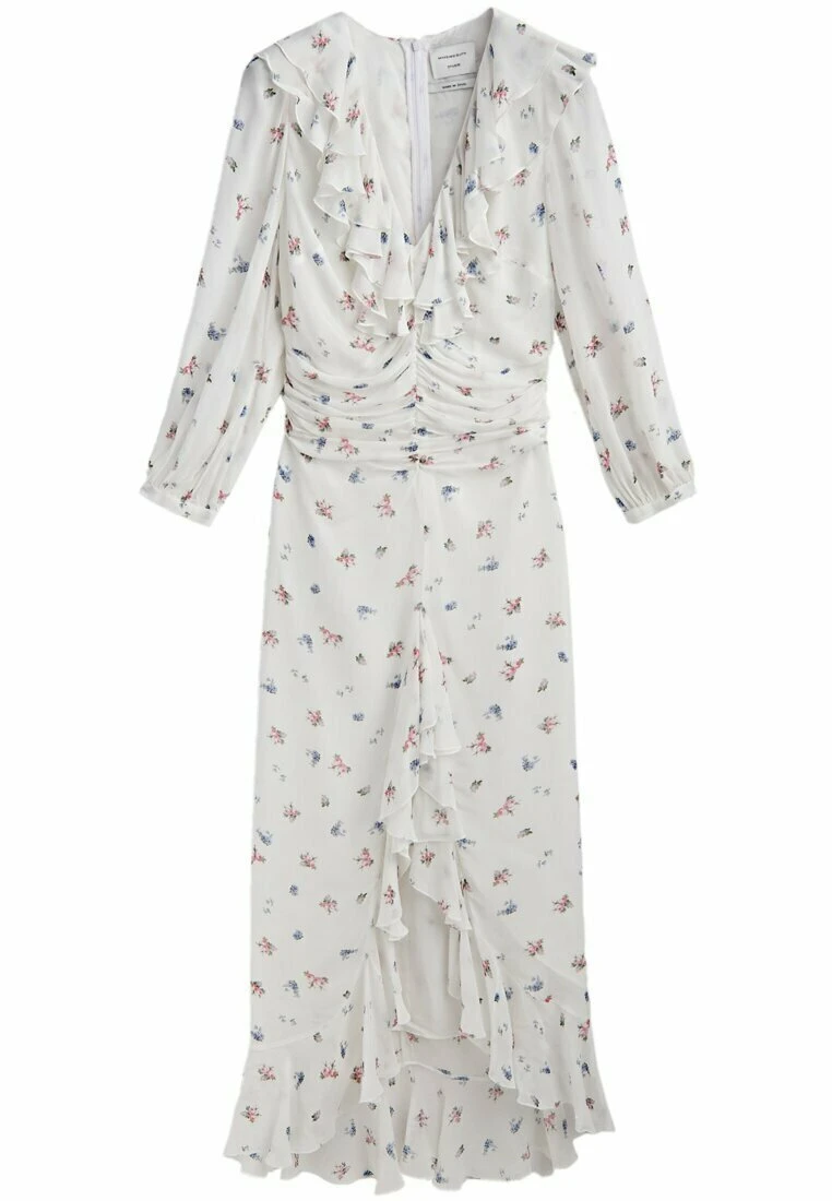Massimo Dutti Studio - Long Floral Print With Ruffles - Maxi Dress - White 8 Massimo Dutti Studio - Long Floral Print With Ruffles - Maxi Dress - White - Image 6