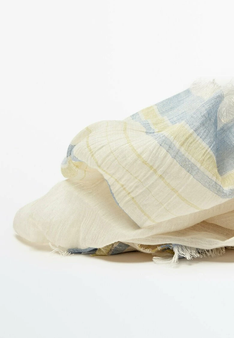 Massimo Dutti Striped - Scarf - White 4 Massimo Dutti Striped - Scarf - White - Image 2