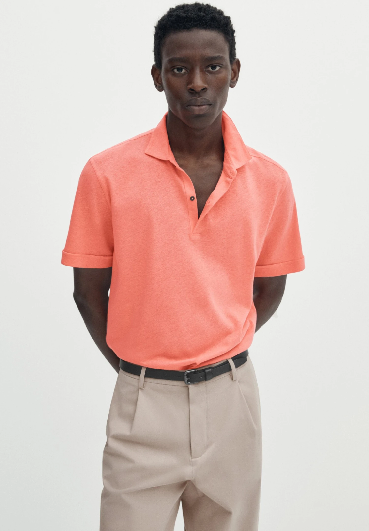 Massimo Dutti Polo Shirt - Coral 3 Massimo Dutti Polo Shirt - Coral