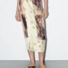 Massimo Dutti PRINTED SATIN MIDI - A-line Skirt - Bordeaux -Massimo Dutti Shop e60105d086174172aca23b89bdad9652
