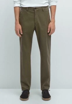 Massimo Dutti SLIM FIT TEXTURED - Trousers - KHAKI
