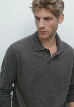 Massimo Dutti CASHMERE LONG SLEEVE POLO COLLAR - Long Sleeved Top - Grey -Massimo Dutti Shop e65a4e4bee754b3caa5eda320160e8da