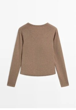 Massimo Dutti LONG SLEEVE WITH ROUNDED HEM - Long Sleeved Top - Light Brown -Massimo Dutti Shop e6a95f420923421f845616f02cc97fc6