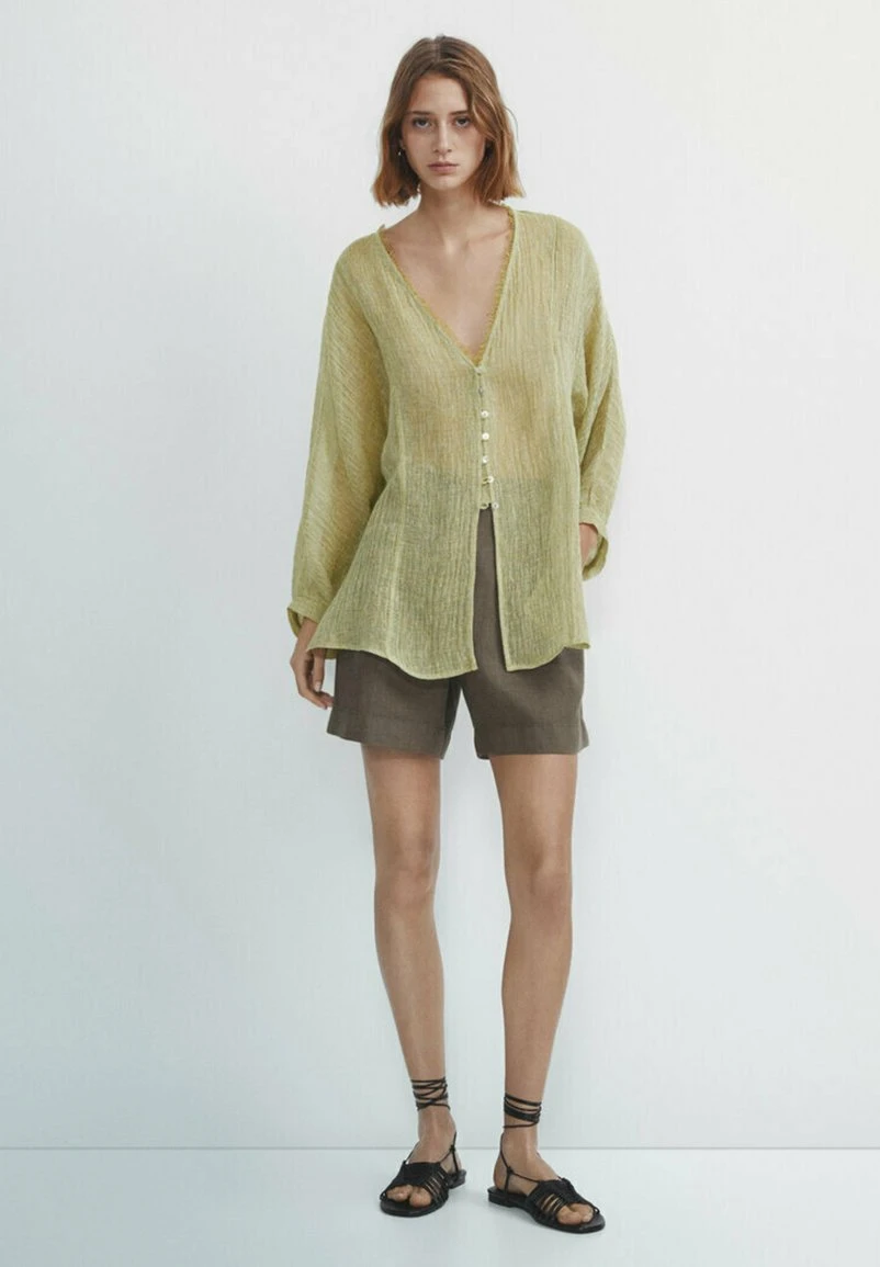 Massimo Dutti Waffle - Button-Down Blouse - Stone 4 Massimo Dutti Waffle - Button-Down Blouse - Stone - Image 2