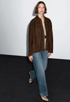 Massimo Dutti OVERSHIRT - Leather Jacket - Mottled Brown -Massimo Dutti Shop e6e0452f5e944c079c54e306a454359e