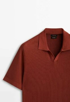 Massimo Dutti Vertical-Textured Micro - Polo Shirt - Mottled Red -Massimo Dutti Shop e6f6ec0ec5bb44d194b3e1e77885f4ad