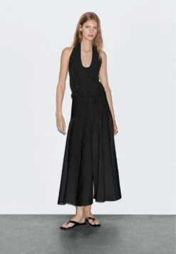 Massimo Dutti LONG FLARED WITH HALTER NECK - Day Dress - Dark Grey
