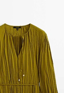 Massimo Dutti Pleated Midi With Drawstrings - Day Dress -Massimo Dutti Shop e6fcdc982ca7419a81b6003c70269744