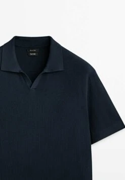 Massimo Dutti Vertical-Textured Micro - Polo Shirt - Dark Blue -Massimo Dutti Shop e7000119be994f8eb43d03655e091919