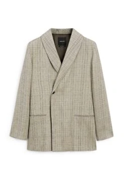Massimo Dutti CHECK PRINT SHAWL COLLAR - Blazer - Beige -Massimo Dutti Shop e73e8ff862be4edf89df41d6d5f9f212