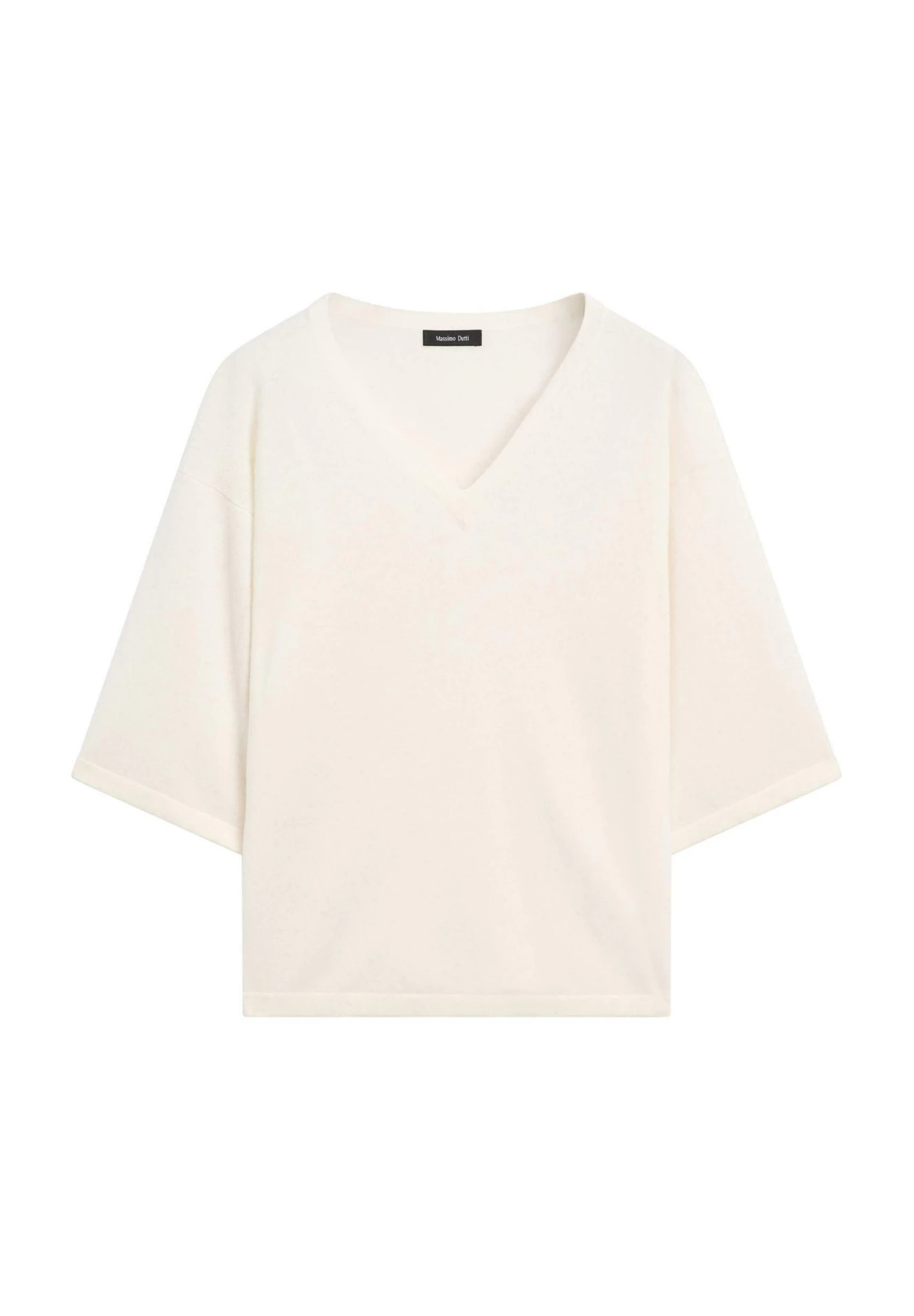 Massimo Dutti WIDE V-NECK - Jumper - White 8 Massimo Dutti WIDE V-NECK - Jumper - White - Image 6