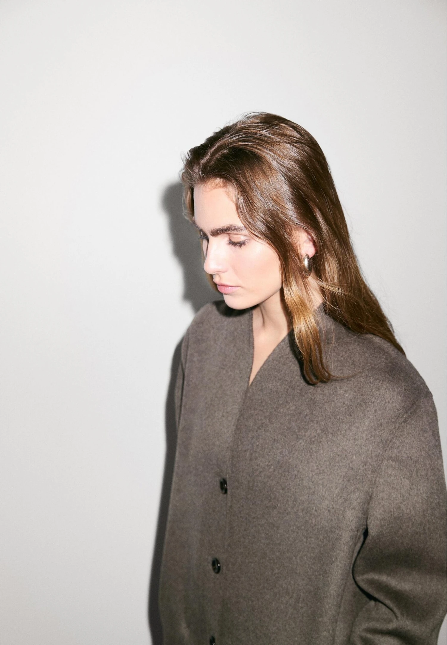 Massimo Dutti HIGH NECK - Classic Coat - Grey 6 Massimo Dutti HIGH NECK - Classic Coat - Grey - Image 4