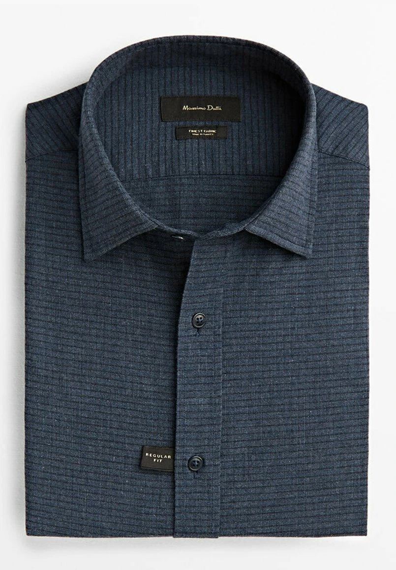 Massimo Dutti Regular Fit Check - Shirt - Blue 12 Massimo Dutti Regular Fit Check - Shirt - Blue - Image 10
