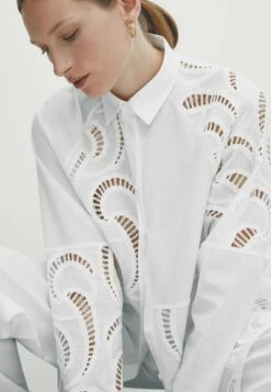 Massimo Dutti With Crochet Detail - Button-Down Blouse - White -Massimo Dutti Shop e7a7509d08e4449196ce625af24c8acb