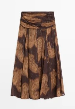 Massimo Dutti FLOWING PAISLEY PRINT - Maxi Skirt - Mottled Dark Brown -Massimo Dutti Shop e7d419c1d5af40de921e711edd4a1621