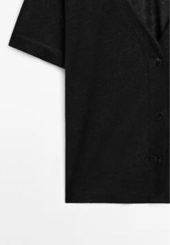 Massimo Dutti BOXY FIT SHORT SLEEVE - Button-down Blouse - Black -Massimo Dutti Shop e7d9d4b619724baa8388d02948a38bab