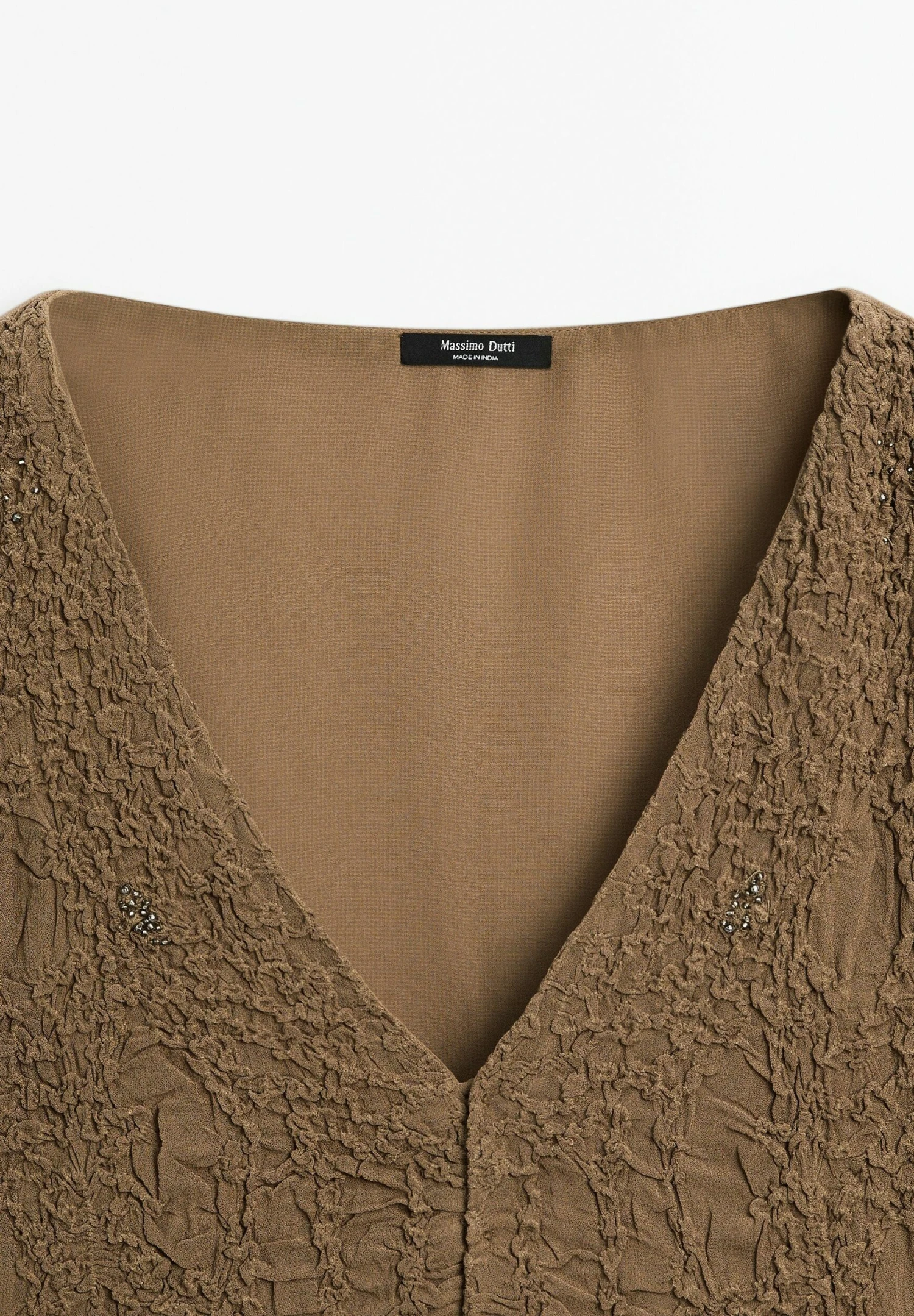 Massimo Dutti TEXTURED GARMENT WITH RUFFLES - Blouse - Khaki 10 Massimo Dutti TEXTURED GARMENT WITH RUFFLES - Blouse - Khaki - Image 8