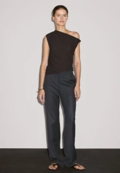 Massimo Dutti ASYMMETRIC WITH KNOT DETAIL - Top - Mottled Brown