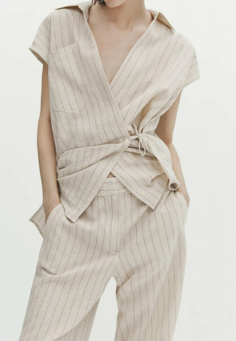 Massimo Dutti Pinstriped Style - Trousers - Beige 5 Massimo Dutti Pinstriped Style - Trousers - Beige - Image 3