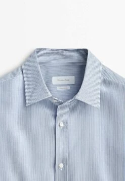 Massimo Dutti Micro-Stripe Two-Ply - Formal Shirt - Light Blue -Massimo Dutti Shop e8a8638a4da94ecaa38487a77c9fab46