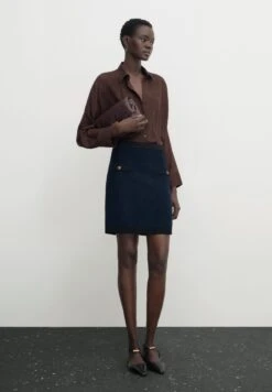 Massimo Dutti With Gold-Toned Buttons - A-Line Skirt - Blue Black Denim -Massimo Dutti Shop e8b74f6e2c7449e4b6780416382cf9ab