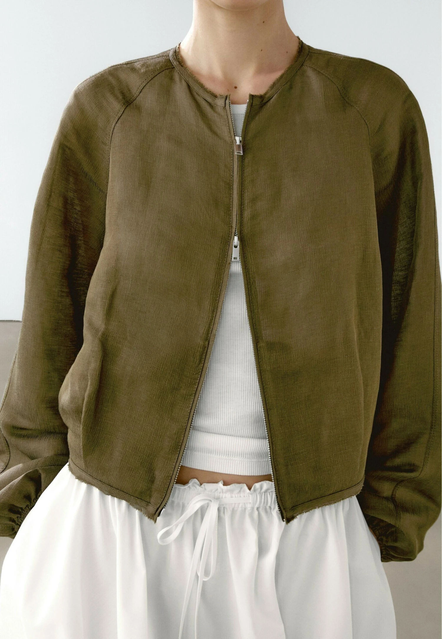 Massimo Dutti FRAYED LIGHTWEIGHT BOMBER NECK - Bomber Jacket - Brown 5 Massimo Dutti FRAYED LIGHTWEIGHT BOMBER NECK - Bomber Jacket - Brown - Image 3