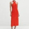 Massimo Dutti Gathered Crossover Halter Neck- Day Dress - Coral -Massimo Dutti Shop e92a7ba673cc43b79ae46f243d07e9a8