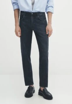 Massimo Dutti Tapered Fit Selvedge- Straight Leg Jeans - Dark Blue