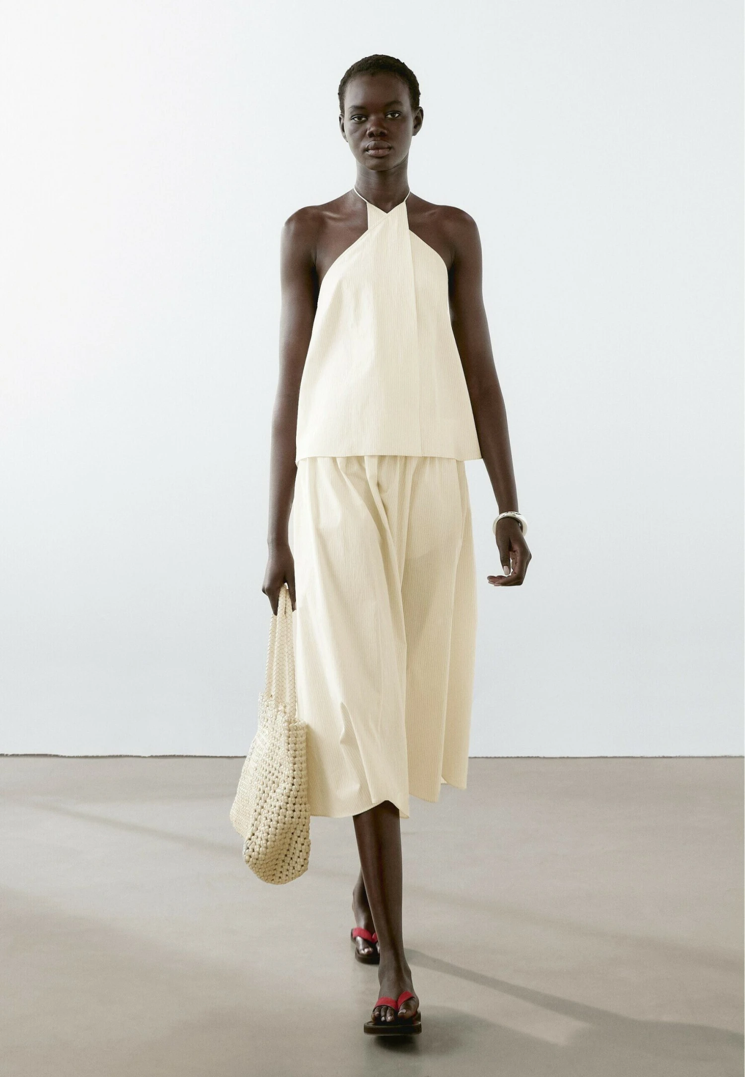 Massimo Dutti STRIPED HALTER NECK - Top - Beige 7 Massimo Dutti STRIPED HALTER NECK - Top - Beige - Image 5