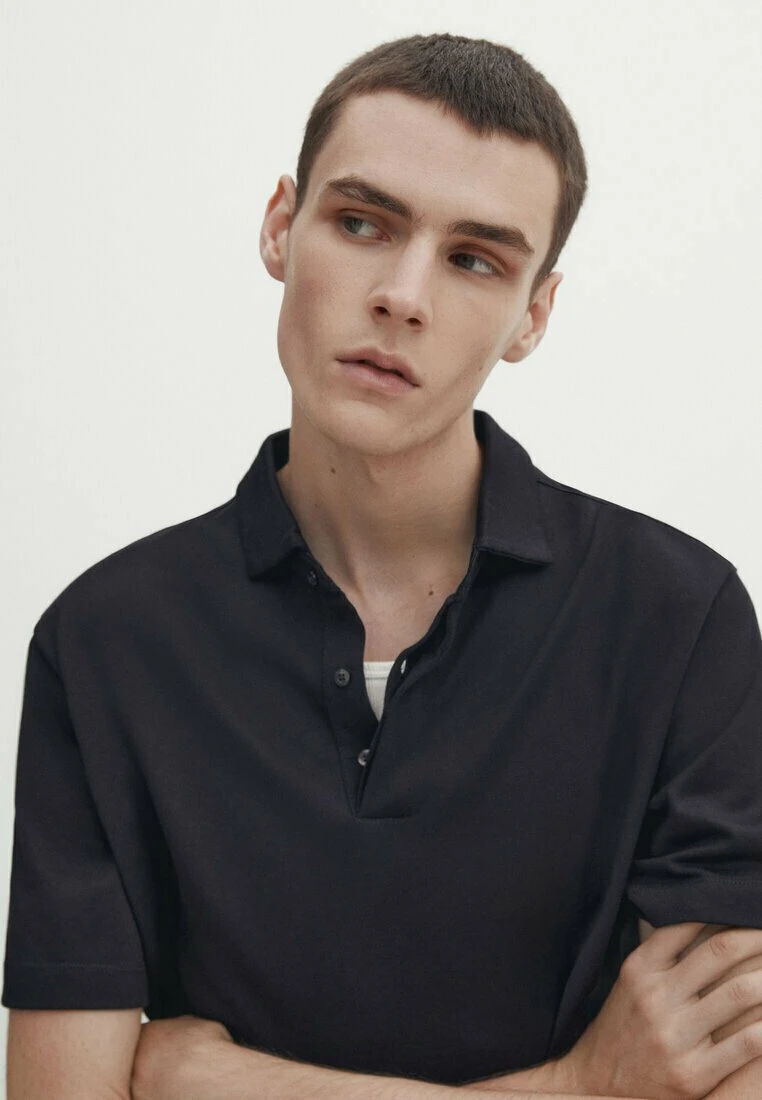 Massimo Dutti Short Sleeve Gassed- Polo Shirt - Dark Blue 6 Massimo Dutti Short Sleeve Gassed- Polo Shirt - Dark Blue - Image 4