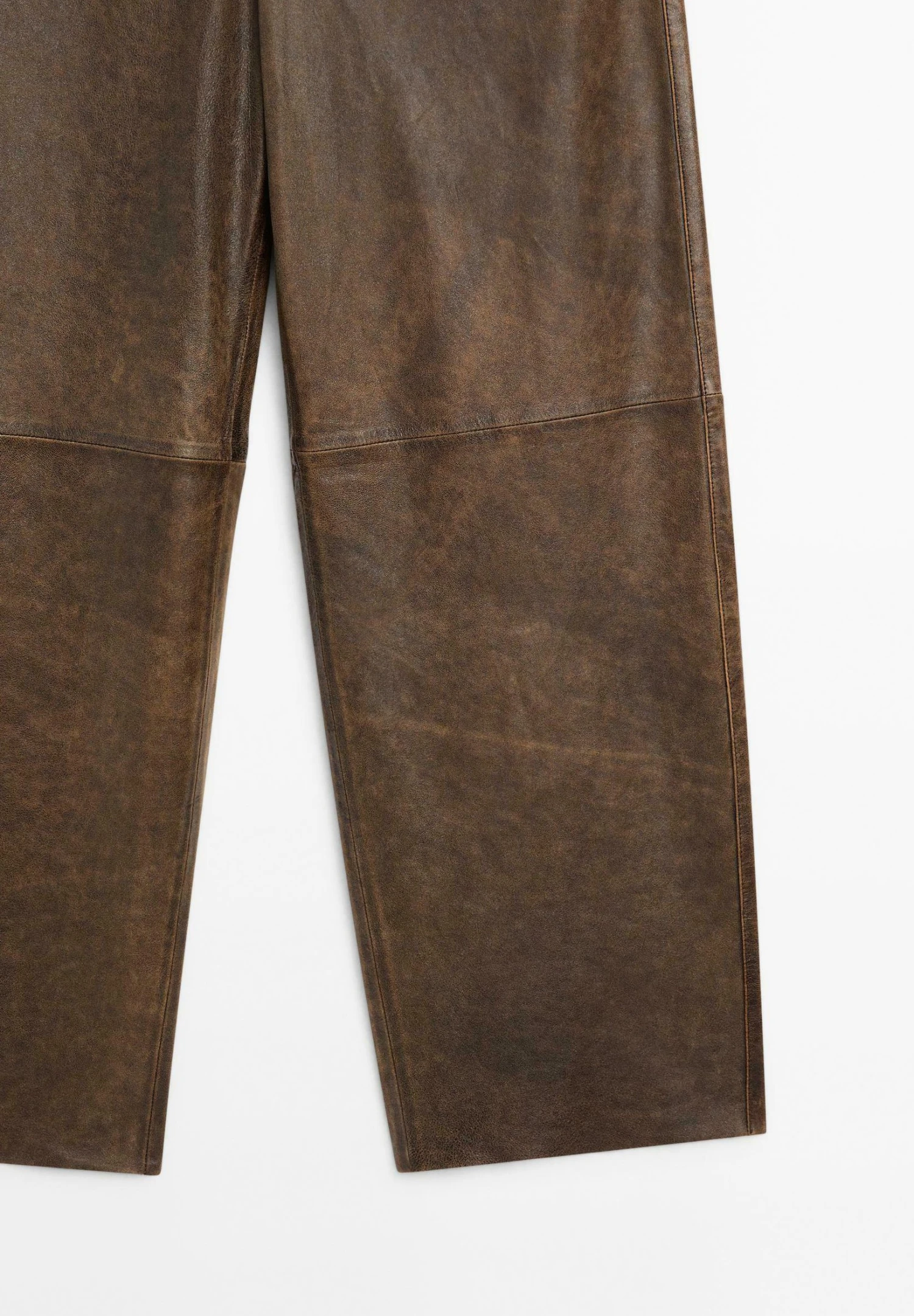 Massimo Dutti DISTRESSED NAPPA FINISH WITH WORN EFFECT - Leather Trousers - Dark Brown 9 Massimo Dutti DISTRESSED NAPPA FINISH WITH WORN EFFECT - Leather Trousers - Dark Brown - Image 7