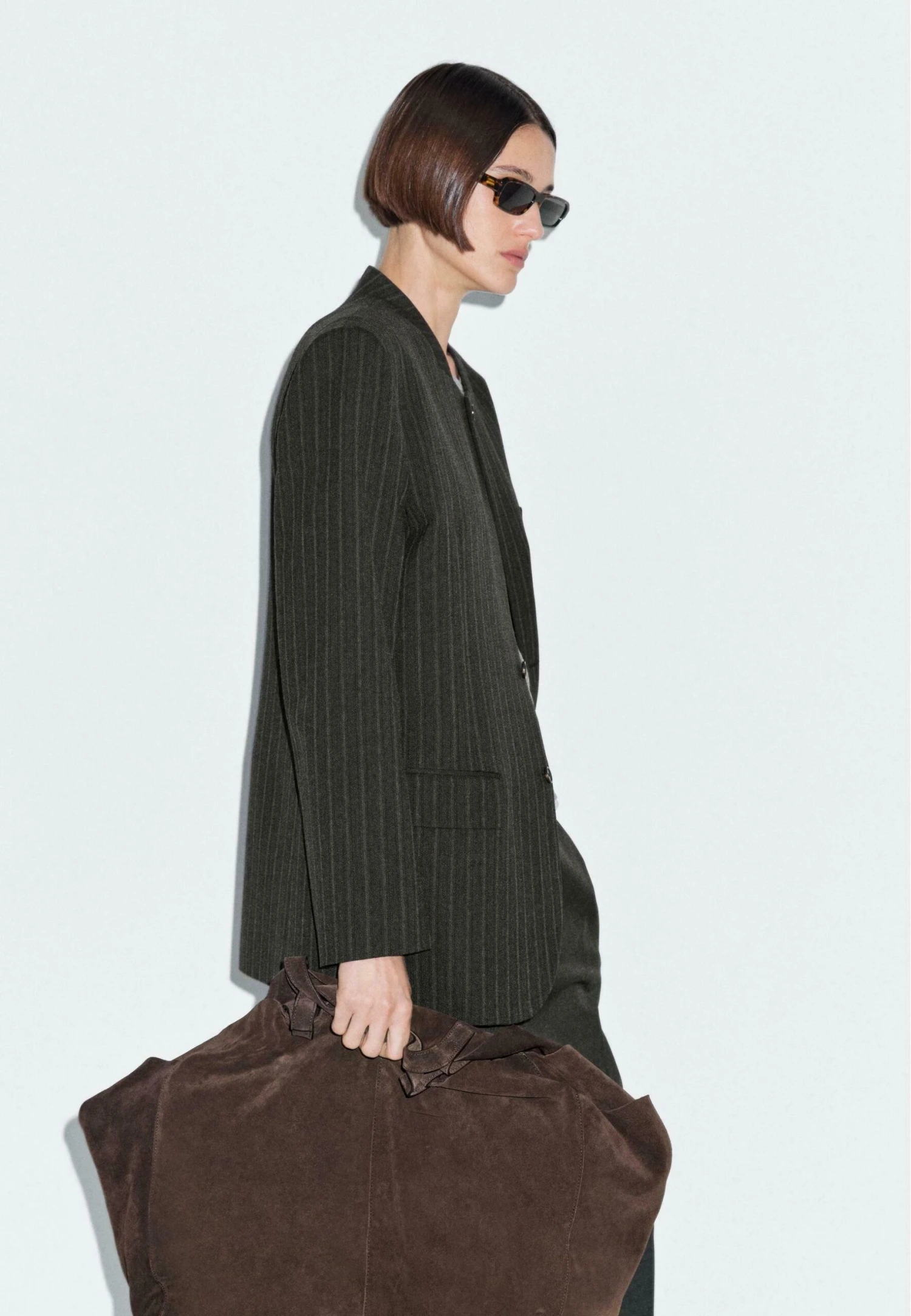 Massimo Dutti STRIPED PRINT - Blazer - Dark Grey 7 Massimo Dutti STRIPED PRINT - Blazer - Dark Grey - Image 5