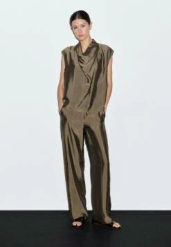 Massimo Dutti FLOWING GARMENT WITH STRIPED DETAILS - Blouse - Khaki 14 Massimo Dutti FLOWING GARMENT WITH STRIPED DETAILS - Blouse - Khaki -Massimo Dutti Shop ea4783c926f2402c9c6fee47eb856035