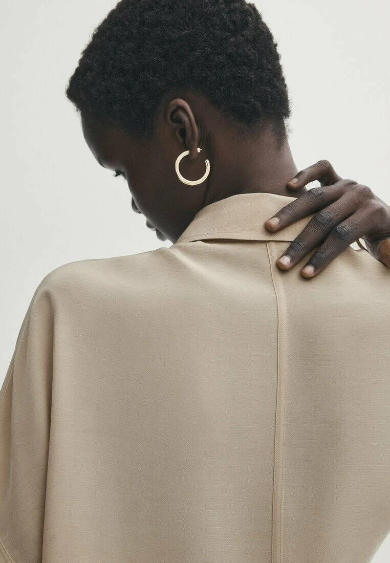 Massimo Dutti Flowing - Button-Down Blouse - Beige 5 Massimo Dutti Flowing - Button-Down Blouse - Beige - Image 3