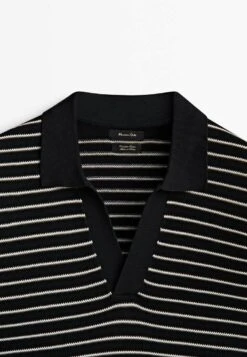 Massimo Dutti Striped Short Sleeve- Polo Shirt - Black -Massimo Dutti Shop ea8e8285b2b5482c8d7af54e4868c51d