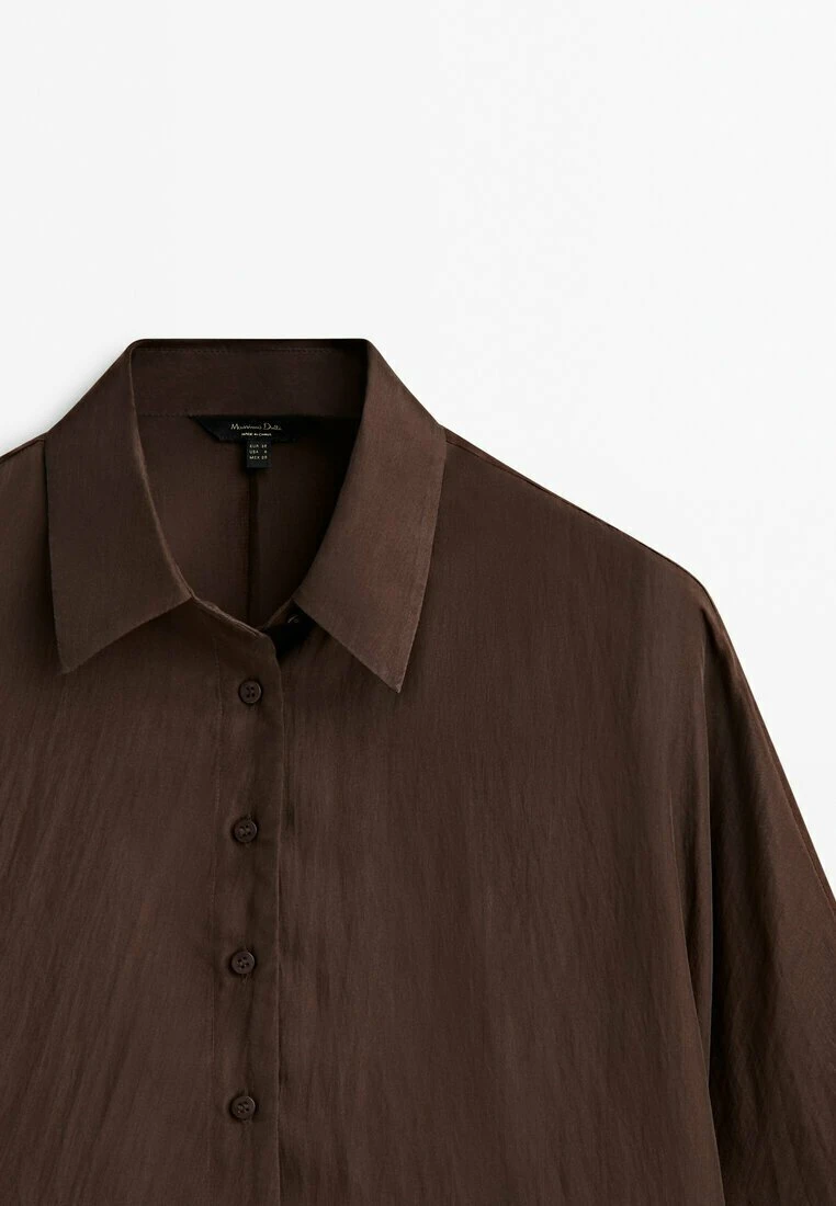 Massimo Dutti Habotai- Button-Down Blouse - Mottled Brown 13 Massimo Dutti Habotai- Button-Down Blouse - Mottled Brown - Image 11
