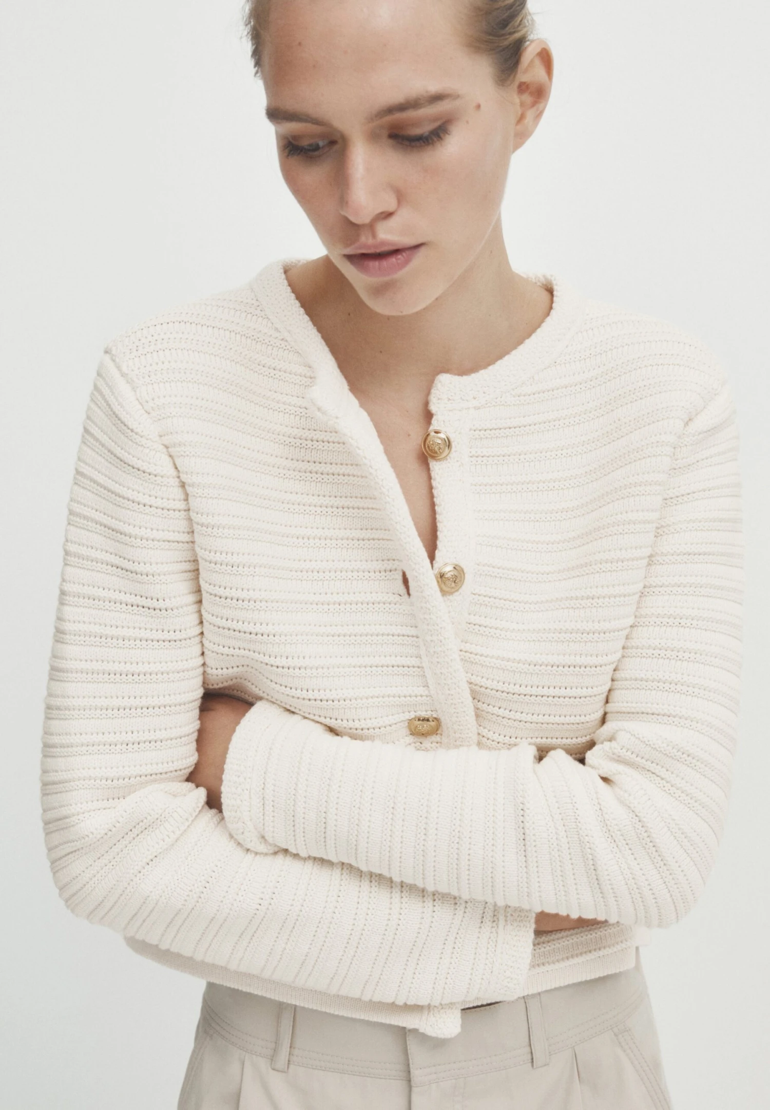 Massimo Dutti Textured With Buttons - Cardigan