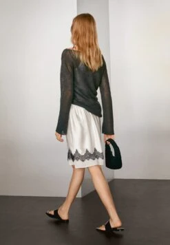 Massimo Dutti CONTRAST LACE-TRIMMED - A-line Skirt - White -Massimo Dutti Shop eb0e26ec600e40b691bab43cbb5977de