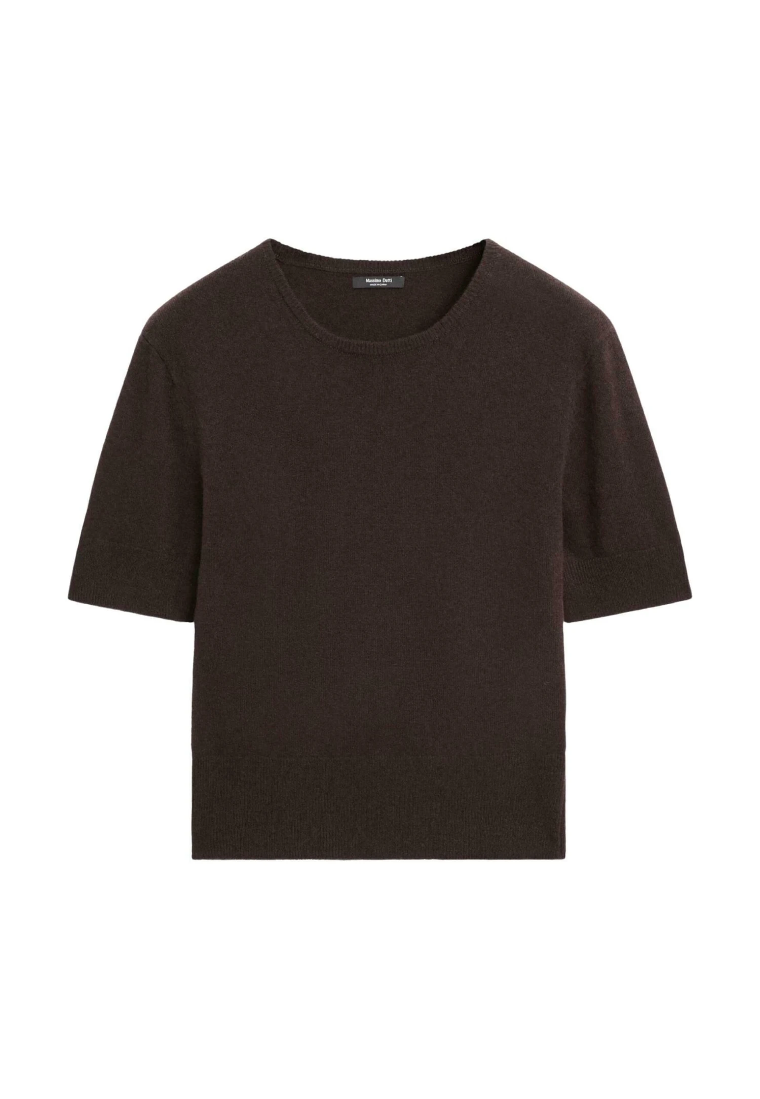 Massimo Dutti CREW NECK WITH SHORT SLEEVES - Basic T-shirt - Dark Brown 8 Massimo Dutti CREW NECK WITH SHORT SLEEVES - Basic T-shirt - Dark Brown - Image 6
