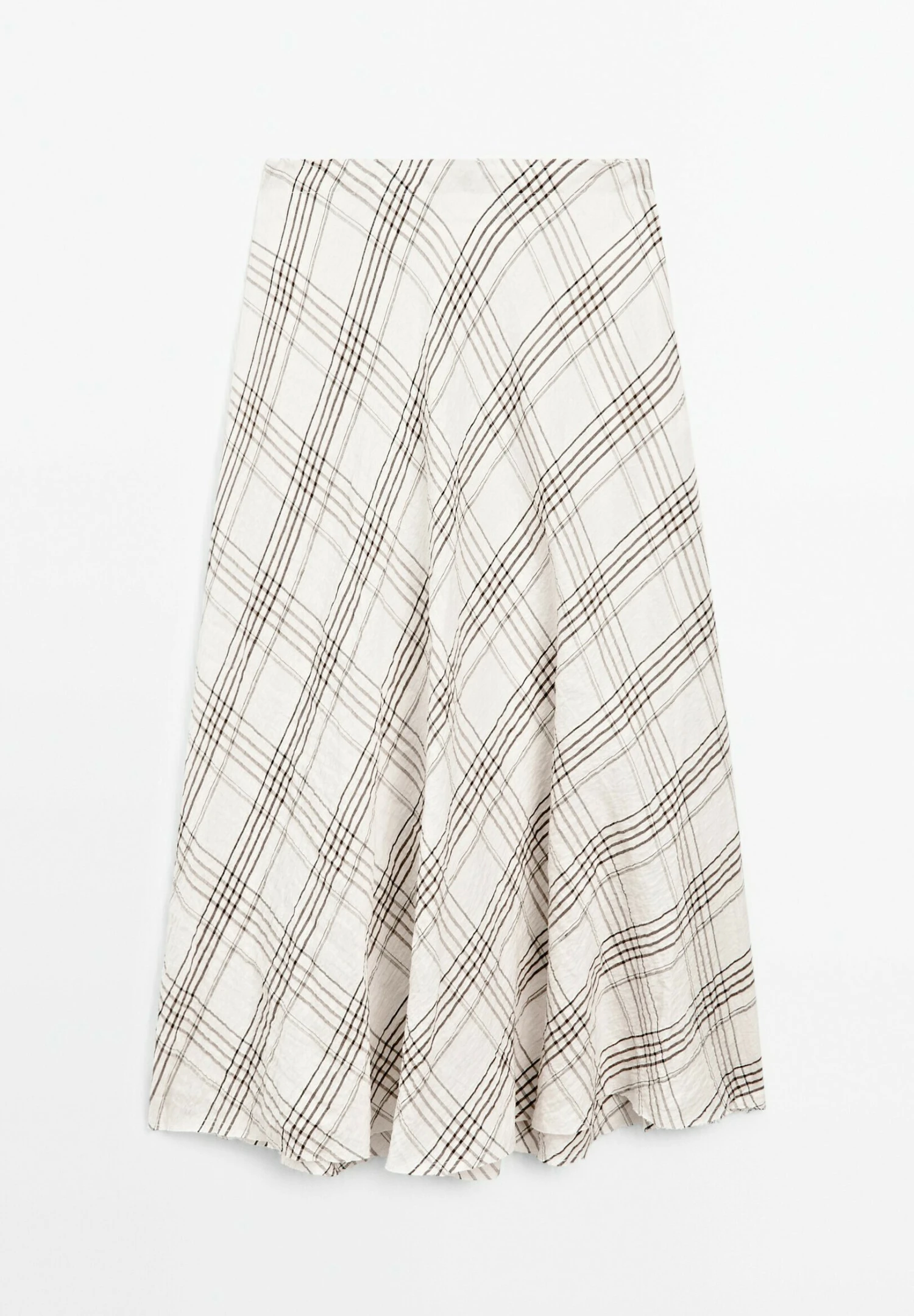 Massimo Dutti FLOWING CHECK MIDI - Maxi Skirt - White 9 Massimo Dutti FLOWING CHECK MIDI - Maxi Skirt - White - Image 7