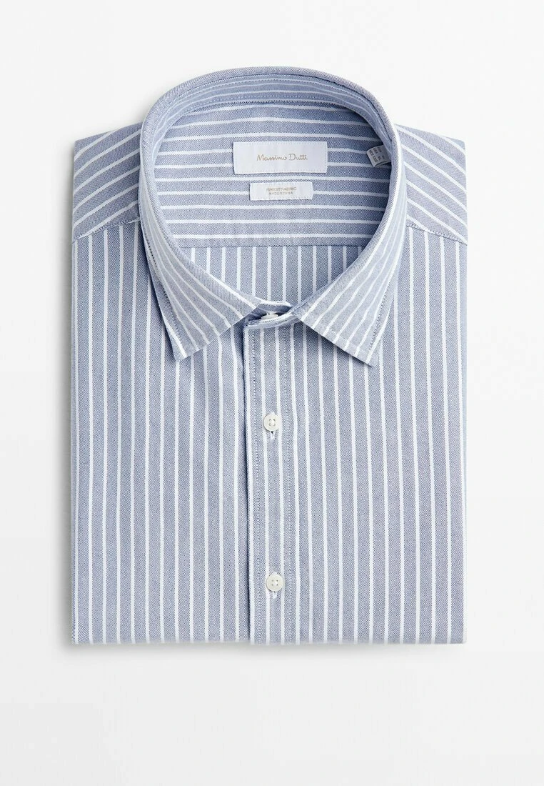 Massimo Dutti Soft Wash Striped Oxford - Shirt - Light Blue 11 Massimo Dutti Soft Wash Striped Oxford - Shirt - Light Blue - Image 9