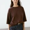 Massimo Dutti OVERSIZE HEAVY WEIGHT - Basic T-shirt - Dark Brown -Massimo Dutti Shop ebc6d4f22b5f471e911373d1a197c214