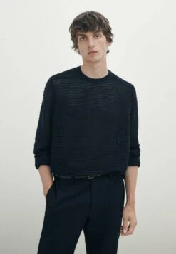 Massimo Dutti With A Crew Neck - Jumper - Blue Denim