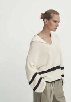Massimo Dutti Striped With Polo Collar - Jumper - Beige 16 Massimo Dutti Striped With Polo Collar - Jumper - Beige -Massimo Dutti Shop ec17d0a818aa4142a3bc84730fb68d98
