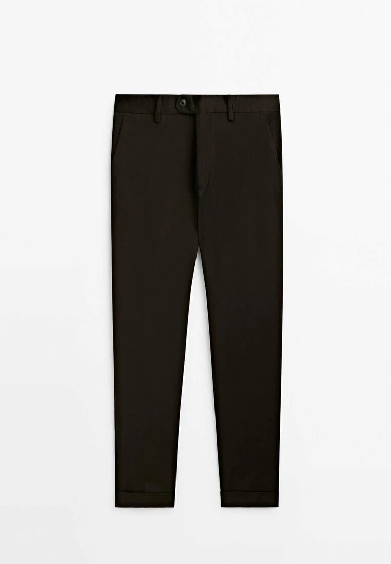 Massimo Dutti With Turn-Up Hems- Chinos - Brown 4 Massimo Dutti With Turn-Up Hems- Chinos - Brown - Image 2