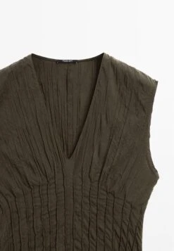 Massimo Dutti CREASED-EFFECT LONG PLEATED - Day Dress - Dark Green -Massimo Dutti Shop ec28513bd3af458db15197f1c0487ff4