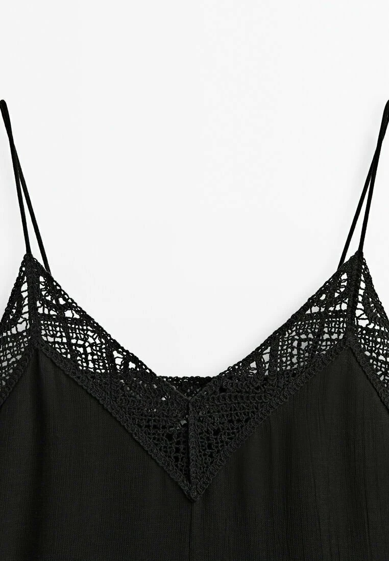 Massimo Dutti Slip With Crochet Detail - Maxi Dress - Black 11 Massimo Dutti Slip With Crochet Detail - Maxi Dress - Black - Image 9