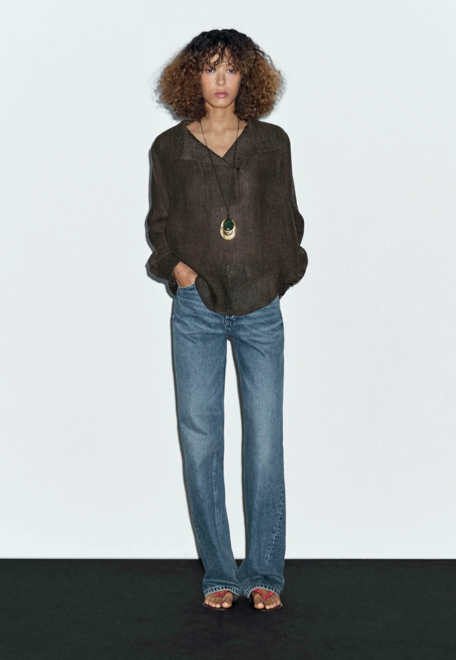 Massimo Dutti GARMENT WITH CHEST DETAIL - Blouse - Dark Brown 4 Massimo Dutti GARMENT WITH CHEST DETAIL - Blouse - Dark Brown - Image 2